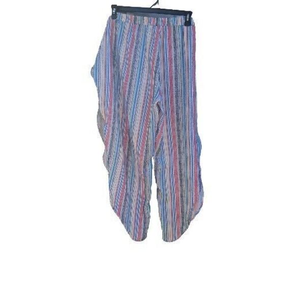 PACIFIC BEACH wide leg striped pants beach coverup splits up both sides size L - Picture 9 of 11
